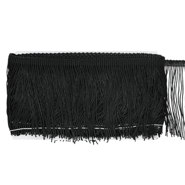 Uxcell Chainette Fringe Trim, 5 Yards of 4" Polyester Braid Tassel Trim for DIY Crafts/Lamp Shade Decoration/Sewing Fringe Thread Yarn [Black]