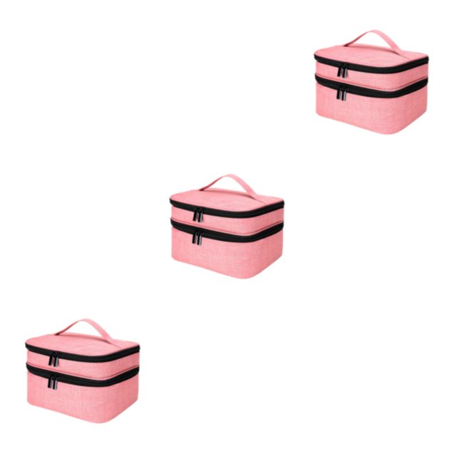 Redempat Nail Polish Storage Bags Made With Polyester For Everyday Sturdy And Durable pink 3Set