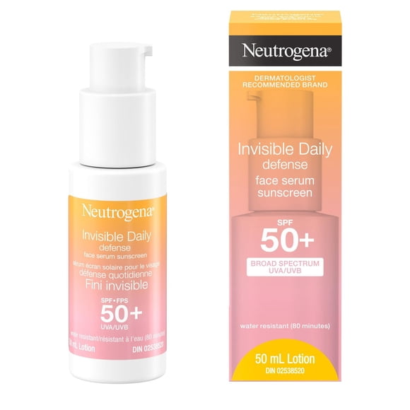 Neutrogena Invisible Daily Defense Face Serum Sunscreen, SPF 50+, Face Sunscreen, UVA & UVB, Antioxidants, Fragrance Free