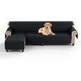 thumbnail image 2 of CHOK L-Shape Sofa Slipcover Sectional 3 Seater Chaise Cover Pet Dogs Couch Protector  (Black Large), 2 of 8