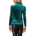 thumbnail image 3 of INSPIRE CHIC Chemise à Manches Longues pour Femme Col Montant en Velours Extensible Col Roulé Blouse Basique Hauts Vert P, 3 of 5