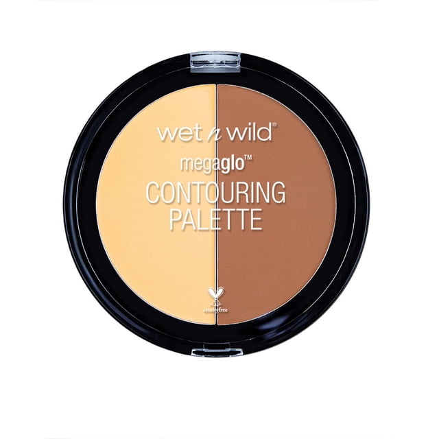 wet n wild Megaglo Palette de Contouring avec un compact Noir Rond Contenant Deux Poudres de contour dans des Teintes beige Clair et Brun Moyen, Conçue pour Définir et Mettre en Valeur les Traits du Visage pour un Style de Maquillage Sculpté, Convient Aussi aux Trousses de Maquillage de Voyage.