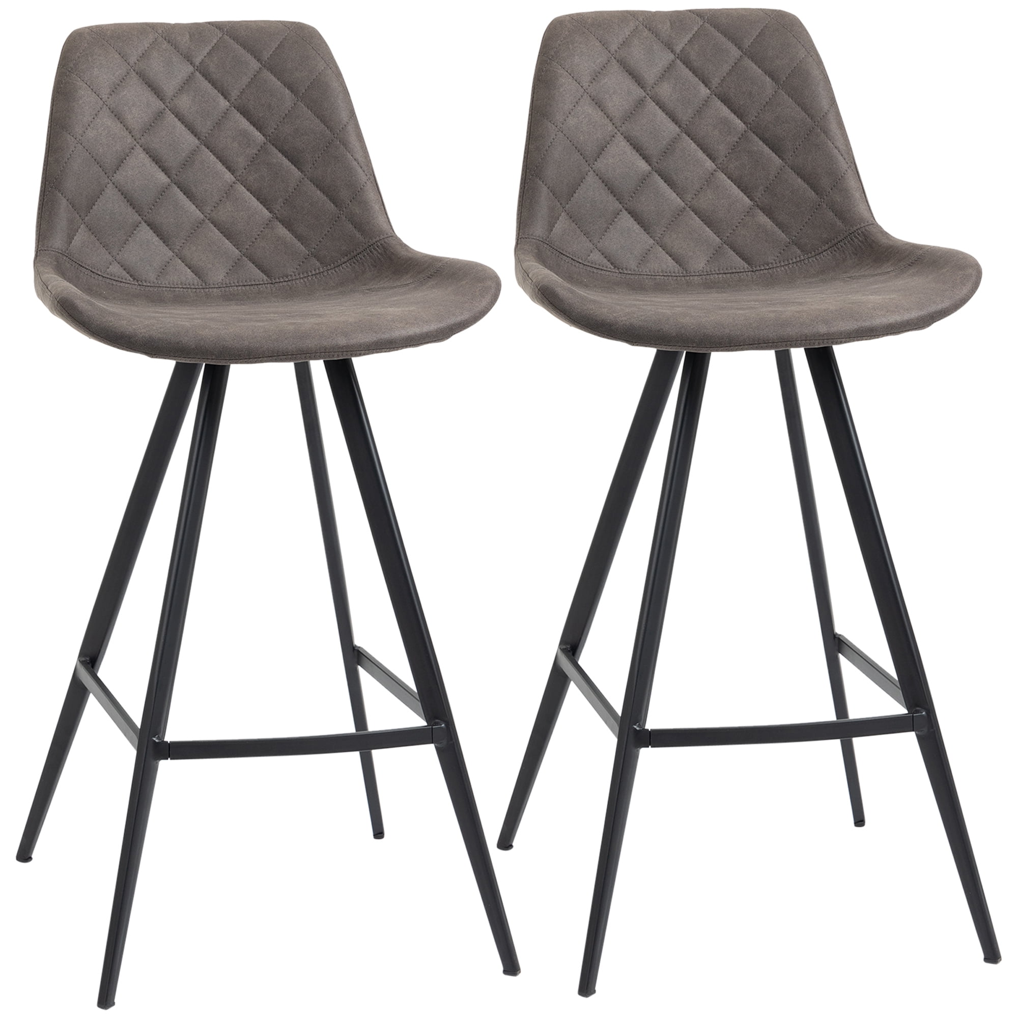 HOMCOM Tabourets de Bar Hauteur Bar Ensemble de 2, Chaises de Bar en Tissu Microfibre