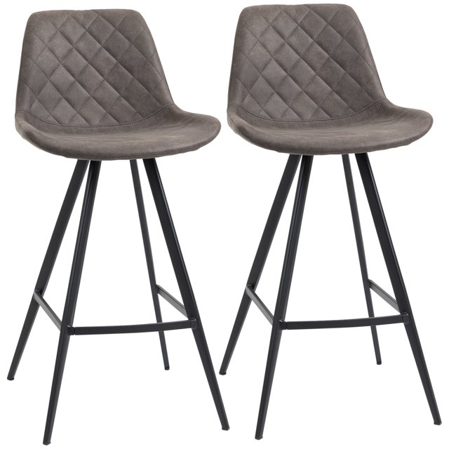 HOMCOM Tabourets de Bar Hauteur Bar Ensemble de 2, Chaises de Bar en Tissu Microfibre