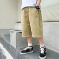 thumbnail image 4 of MIASHUI Shorts Décontractés pour Garçons, Bas de Course Sport d'Extérieur pour Enfants, Été Mode Urbaine, Kaki, 11-12 Ans, 4 of 9