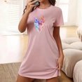 thumbnail image 2 of Mrat Robes pour Femmes Vêtements de Nuit Robe pour Femmes Vêtements de Nuit Manches Courtes Chemise de Nuit Décontractée Imprimée Robe de Nuit Ample Confortable Pyjama Nuisette S-98 Rose-A L, 2 of 7