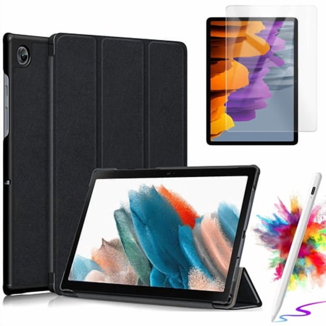 Folio Case With Screen protector & Stylus Pen for Samsung Galaxy Tab S10 Lite/ S10 FE/ S9 FE 5G 10.9 Inch/Tab S9 11 Inch Case Tempered Glass Multi-Angle Protective Cover - Black1