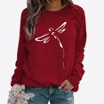 thumbnail image 2 of Penkiiy Blouses pour Femmes Hauts pour Femmes Automne Manches Longues Chandail Ample à Enfiler Chemise Décontractée Dames Imprimé Poitrine Col Rond Chandails Vin Vêtements Y2K, 2 of 8