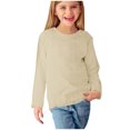 thumbnail image 4 of MeetoTime Girls Long Sleeve Solid Color Shirts Cute Crewneck Casual Blouses Children's Spring Fall Undershirt, 4 of 7