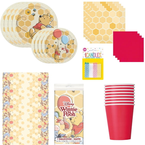 Winnie the Pooh Party Supplies Bundle - 85 Pieces Including Plates, Napkins, Cups & Candles - Perfect for Birthdays - Official Licensed Product - Unbeatable Value for an Easy Celebration!