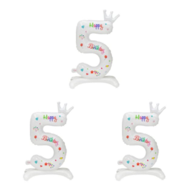 Baohd Magical Atmosphere With White Digital Aluminum Film Balloons Multiple Numbers Number 5 3Set