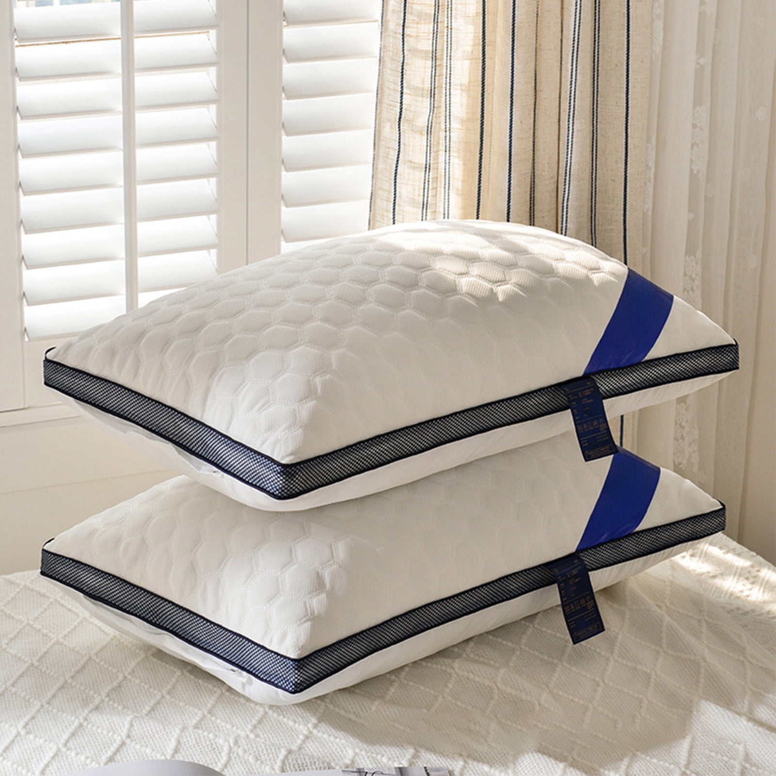 Bed Pillow, EDHITNR Soft Supportive Ergonomic Pillow, 17x26 Inch Cotton Memory Foam Pillow for Side Back Stomach Sleepers Machine Washable
