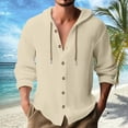 thumbnail image 3 of Chemise à Manches Longues pour Homme, Décontractée, Unie, Cardigan de Vacances, Chemises à Capuche, Hauts, 3 of 5