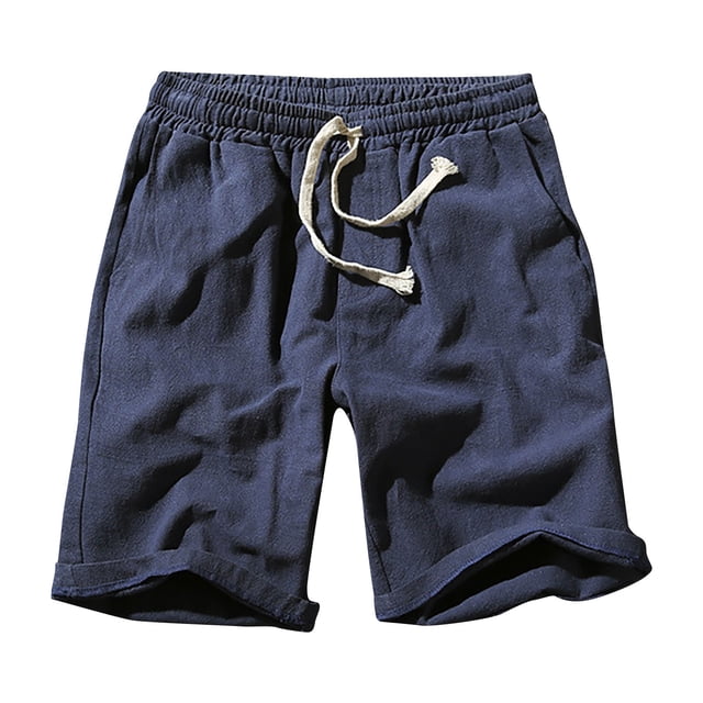 Birdeem Mens Shorts Mens Summer Leisure Sports Elastic Waist Solid Color Drawstring Pocket Shorts