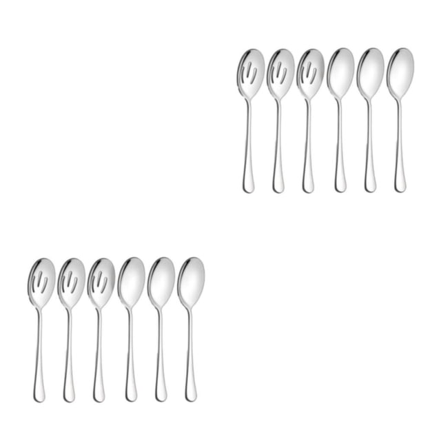 Wweixi 6pieces Lightweight And Portable Stainless Steel Set For Easy Dining On Go Stainless Steel Spoons Easy To Clean silver 2Set