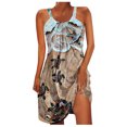 thumbnail image 1 of Robes d'Été pour Femmes Mode Aguichant Sans Manches Ourlet Imprimé Rétro Décontracté Robe de Plage Ample, 1 of 1