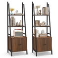 thumbnail image 1 of Costway 2 PCS Ladder Shelf Industrial Bookcase with Cabinet Metal Frame for Living Room, 1 of 10