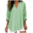 thumbnail image 1 of Yuyuzo Oversized Sweatshirts for Women Long Sleeve Crew Neck Side Slit Color Block Pullover Tops, 1 of 5