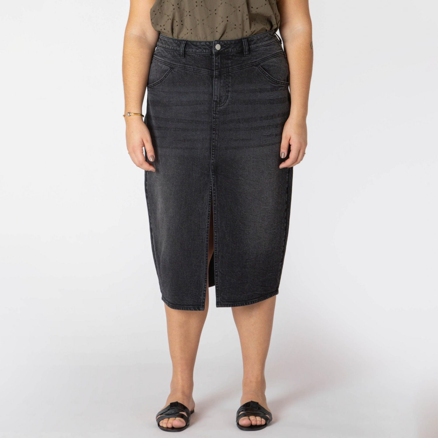 Devoted Taille Plus Femme jupe midi en denim