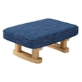 thumbnail image 4 of Padded Footstool, Small Ottoman Footrest with Wooden Legs, Rectangular Footstool blue, 4 of 9