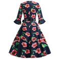 thumbnail image 4 of Pompotops Robe en Dentelle à Manches Longues Imprimé Floral Col Rond pour Femmes, 4 of 6