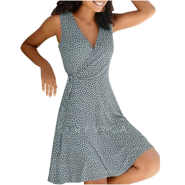 TSADFHJI Ensemble Jupe en Tricot Débardeur Femme Robe Portefeuille Fleurie Col en V Midi Ligne A Évasée Manches Courtes à Revers Robe Midi Multicolore Col Rond Robes Mini m Gris