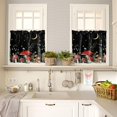 thumbnail image 4 of Mushroom Kitchen Curtains Set 24 Inch Length, Spring Floral Rod Pocket Tier and Kitchen Valances Set, Summer Botanical Night Moon Sky Black Farmhouse Window Curtains Set for Bedroom/Living Room, 4 of 6
