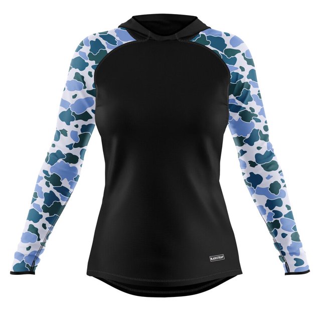 BLACKSTRAP Women's Therma Hooded Baselayer Top Cloudcam Aquatic, XL