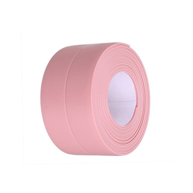 bedienty Sealing Strips Waterproof PVC Mildew-Proof Wall Sticker Strong Smooth Self Adhesive Tape Shower Countertop Restaurant 3.2m*3.8cm Pink 1Set