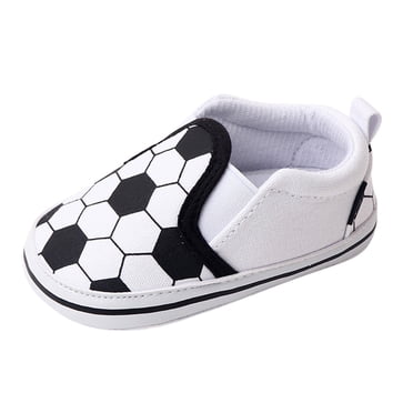 PMVFHDE Toddler Shoes Size 7 Spring And Summer Children Baby Toddler Shoes Boys And Girls Casual Shoes Flat Bottom Light On Comfortable Football Print Black,12-18 Months