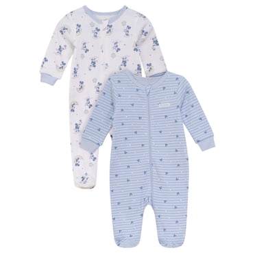Disney Mickey Mouse ensemble 2mcx de dormeuses avec pieds en coton biologique pour garçons