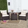 thumbnail image 2 of Giantex 3 Pieces Patio Furniture Set, PE Rattan Wicker 3 Pcs Outdoor Sofa Set w/Washable Cushion and Tempered Glass Tabletop, Conversation Furniture for Garden Poolside Balcony (White), 2 of 10