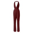 thumbnail image 1 of AWXNJUX Combinaisons pour Femmes Couleur Unie Combinaison Pantalon Droit Design Simple et Exquis (Rouge Vin,S), 1 of 3