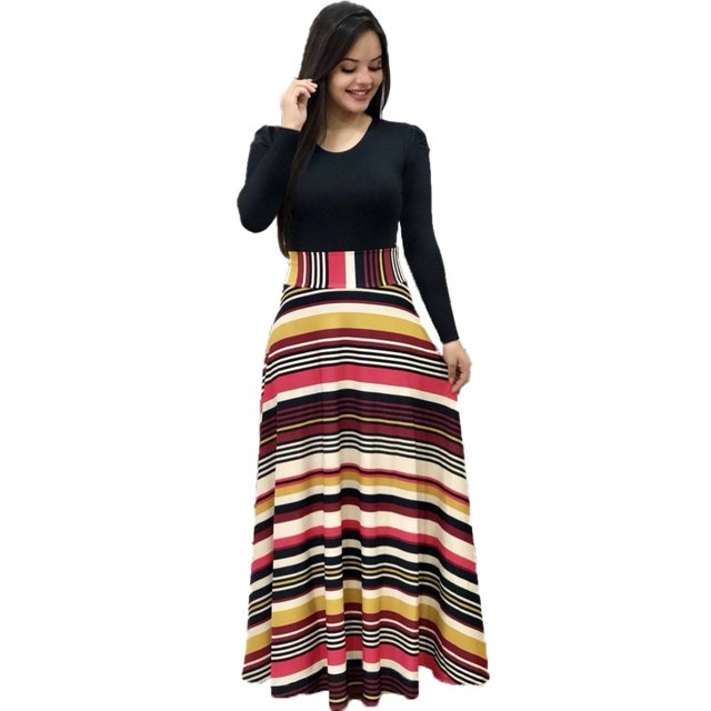Tralilbee Robe Longue Imprimée pour Femme Pièce Florale Col Rond Banquet Mode Élégante Robe Moulante Moderne Aguichant Grande Taille
