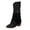 Black, variant on XIMIN Women Fringe Cowgirl Boots Knee High Boots Embroidered Cowboy Boots Stud Square Toe Mid Calf Western Boots with Chunky Heel Comfort Tall Western Boots