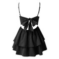 thumbnail image 5 of Women's Summer Blue Sling Dress - Square Neckline Backless Bow, Mesh Fabric, Double Ruffle Hem, Casual/Party, 5 of 5