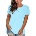 thumbnail image 1 of WTXUE T-Shirts à Manches Courtes, Chandails à Col Rond pour Femmes Chandails en Coton Chandails Amples T-Shirts Hauts Amples Unis / Décontractés pour Femmes Blue S, 1 of 8