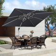 thumbnail image 3 of PURPLE LEAF 9 x 11FT Deluxe Rectangular Patio Umbrella with Base, Large Offset Cantilever Umbrella with 360° Rotation, Gray, 3 of 15