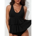 thumbnail image 4 of Charmo Ruffled V Neck Swim Tops for Womens Flowy Tankini Tops Padded Bathing Suit Tops(No Bottoms）, 4 of 7