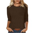 thumbnail image 1 of Hauts à Manches 3/4 pour Femmes Mode pour Femmes T-Shirt Uni Ample Mi-Long Blouse à Manches 3/4 Col Rond Hauts Décontractés T-Shirts en Coton Femmes T-Shirts pour Femmes Mode, 1 of 8