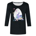 thumbnail image 4 of RKSTN Hauts pour Femmes Pâques Mignon Lapin Imprimé Coupe Ample Hauts Col Rond Manches 3/4 Printemps Été Blouse Douce, 4 of 4
