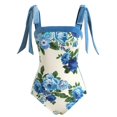 thumbnail image 3 of Maillot de Bain une Pièce pour Femmes avec Jupe de Plage Paréo Imprimé Floral Rétro Ensemble Bikini Deux Pièces, 3 of 4