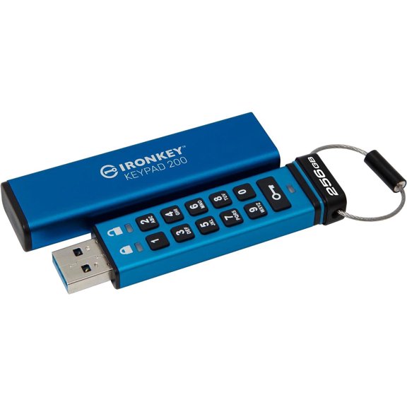 Kingston Ironkey Keypad 200 USB-A 256GB Encrypted Flash Drive | OS Independent | FIPS 140-3 Level 3 | XTS-AES 256-bit | BadUSB and Brute Force Protection | Multi-Pin Option | IKKP200/256GB