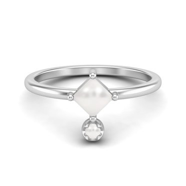 4MM Forme Carrée Perle Gemme 925 Argent Sterling Platine Plaqué Femmes Bague Empilable de Mariage