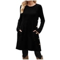 thumbnail image 1 of SHTXOZHI Robe Chandail en Tricot à Manches Longues et Col Ras du Cou Décontractée d'Automne et d'Hiver pour Femmes avec Poches, 1 of 8