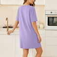 thumbnail image 4 of ShomPort Robe T-Shirt d'Été pour Femme Décontractée à Manches Courtes, Col Rond, Basique, Ample, Mini, avec Poches, 4 of 6