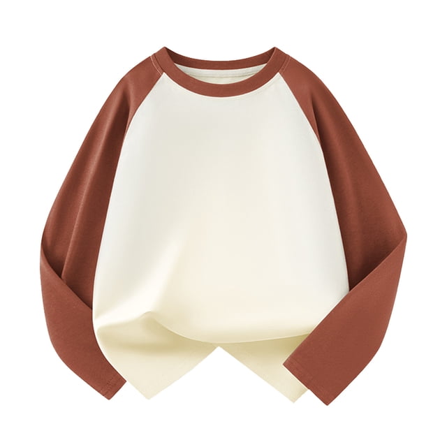 MIASHUI Filles Garçons Chandails de Sport à Manches Longues sous-Vêtements Couche de Base Chandails Extensibles en Coton, Café, 2-3 Ans