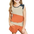 thumbnail image 1 of Tranfacy Ensembles d'Été pour Filles, Ensembles d'Été pour Filles, Débardeurs Sans Manches à Col Rond à Agencement de Couleurs pour Filles de 3 à 14 Ans et Shorts, Ensembles d'Été, 1 of 1