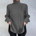 thumbnail image 2 of 2025 Women's High Neck Womens Sweatshirt Comfy Solid Color Pullover Knit Oversized Pullover Sweaters for Women Sweater with Split Hem Plus Size Sweaters for Women and Bell, 2 of 6