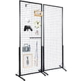 thumbnail image 1 of KFFKFF 2ft x 5.6ft Grid Wall Panel Tower, Dual Pack Wire Display Racks with T-Base Stand, Two-Sided Gridwall Panels for Art Exhibitions, Retail Showcasing with Additional Clips and Hooks, 1 of 9